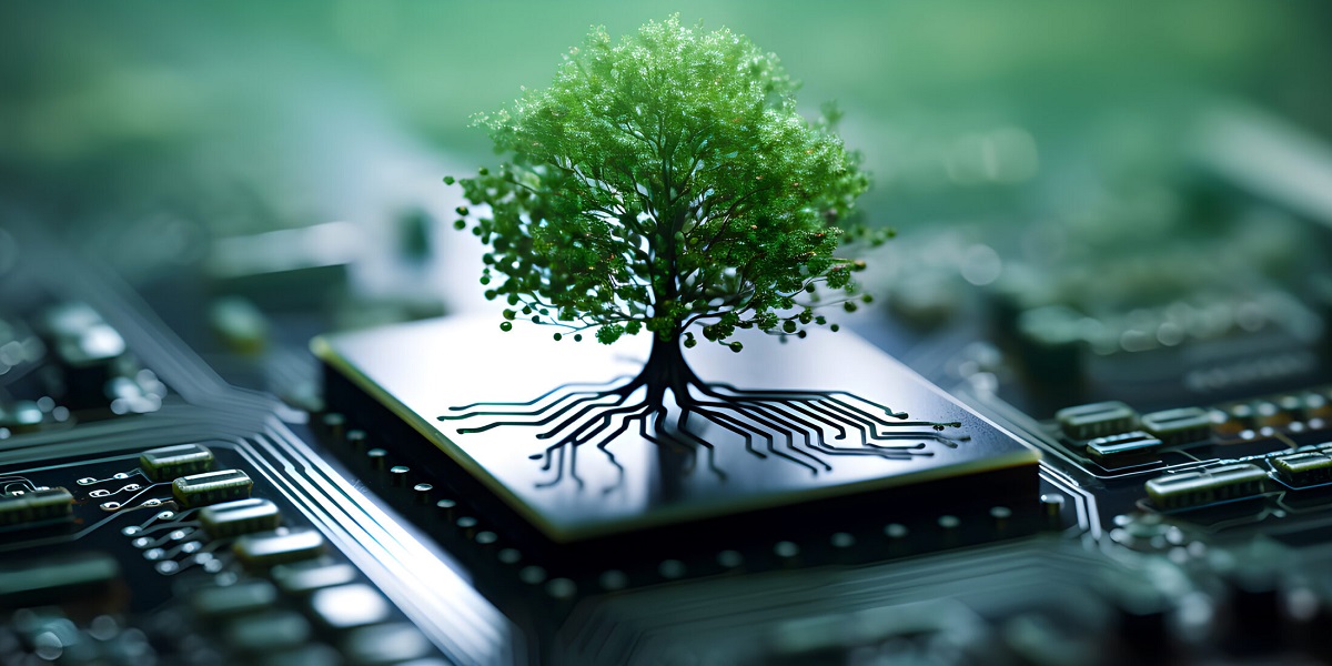 Illustration d’un écran d’ordinateur affichant une FAQ interactive sur l’impact environnemental de l’intelligence artificielle, avec des questions clés mises en avant et des réponses détaillées. Autour de l’écran, des symboles d’écologie, d’énergie et de technologies numériques soulignent la complexité et l’importance des questions abordées dans cette section pour sensibiliser et informer le public sur les enjeux environnementaux liés à l’IA.